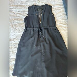 Black Tank Dress with Gold Zipper